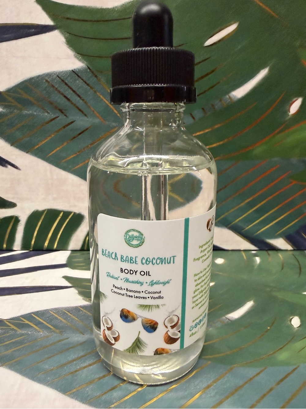 Aminnah DillPicky Beach Babe Coconut Body Oil 4 oz Tropical NEW